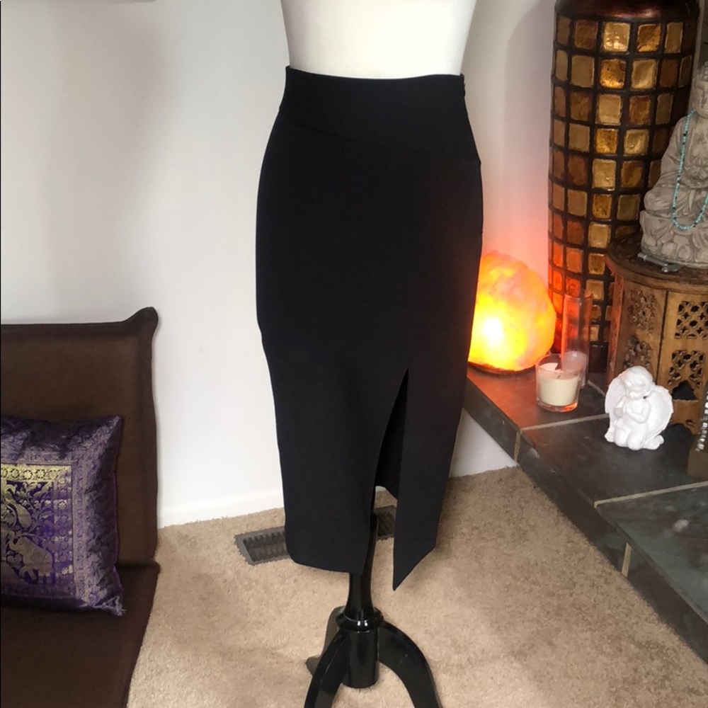 Zara thigh high slit black pencil skirt